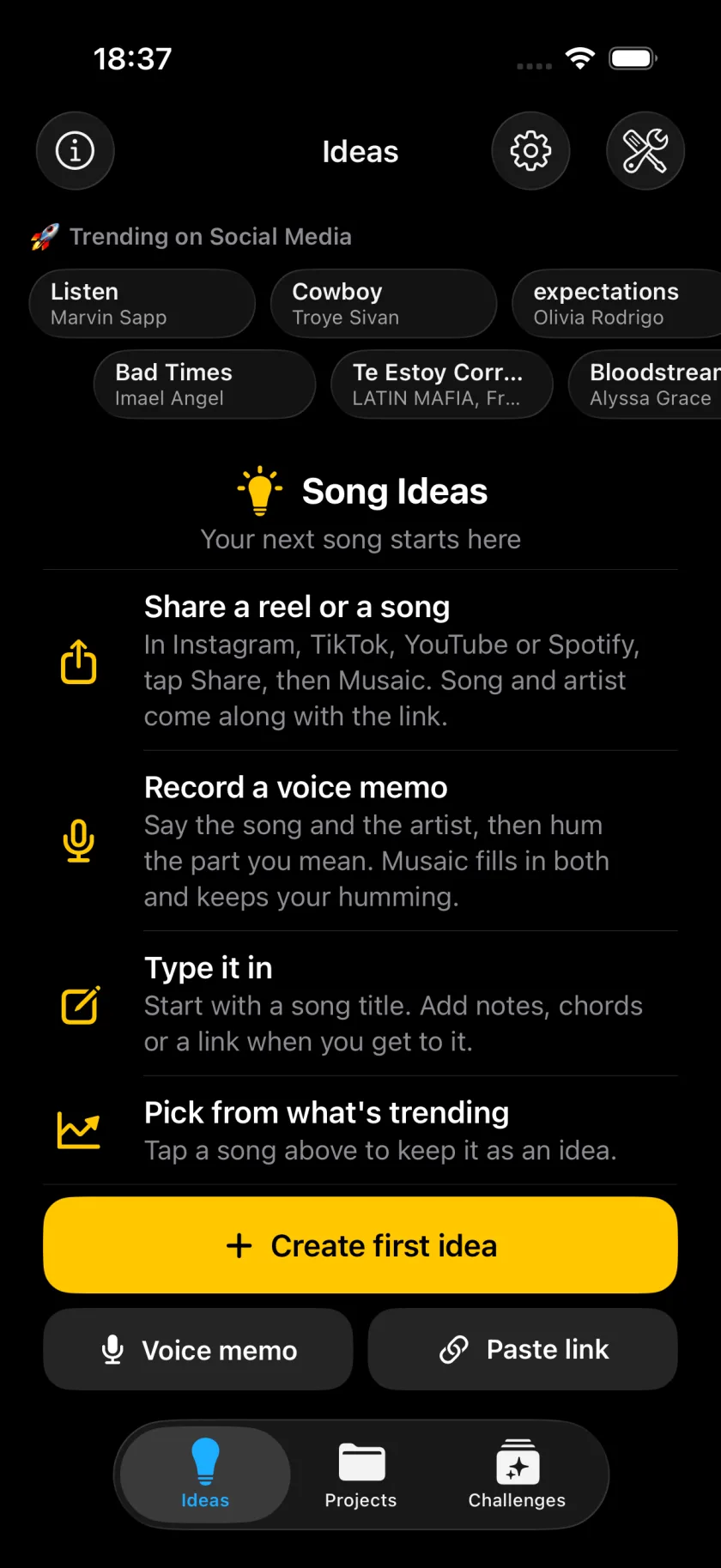 The Save to Musaic sheet with song and artist read from a shared reel